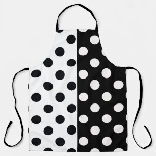 Schwarz-weiße halbe Farbtrennung inverse Polka-Pun Schürze