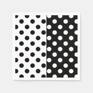 Schwarz-weiße halbe Farbtrennung inverse Polka-Pun Serviette