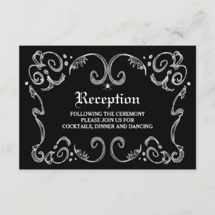 Schwarz-Weiße Halloween-Hochzeit 3.5x5 Empfang Einladung