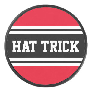 Schwarz-weiße, helle Streifen "HAT TRICK" Eishockey Puck