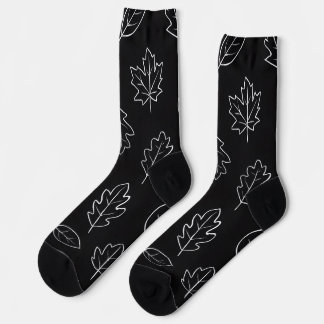 Schwarz-weiße Herbstlaub-Socken | Minimalistischer Socken