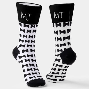 Schwarz-weiße Herren Hochzeitsmonogramm Socken