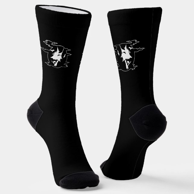 Schwarz-weiße Hexenblume Socken (Gewinkelt)