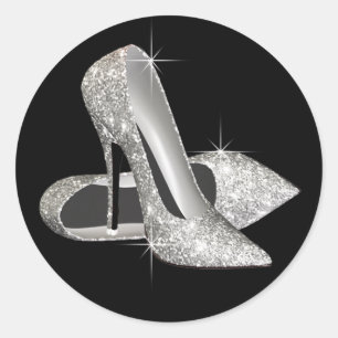 Schwarz-weiße High Heel Schuhaufkleber Runder Aufkleber