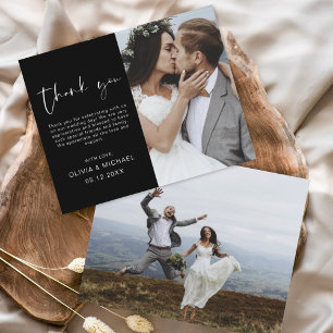 Schwarz-weiße Hochzeit Danke Foto