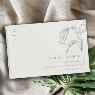Schwarz-weiße Hochzeit mit Leafy Palm Gästebuch