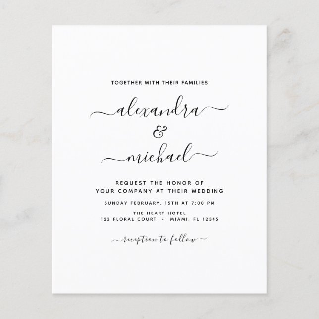Schwarz-weiße Hochzeit Moderner Typografie-Flyer Flyer (Vorne)