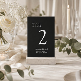 Schwarz-weiße Hochzeit Tischnummern Karten