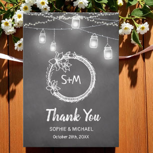Schwarz-weiße Hochzeit Vielen Dank Mason Jar Card Dankeskarte