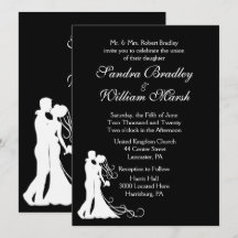 Schwarz-weiße Hochzeit von Braut und Groom