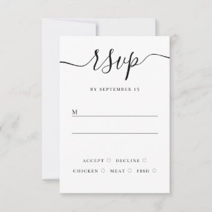 Schwarz-Weiße Hochzeitsantwort Elegante Schrift RSVP Karte