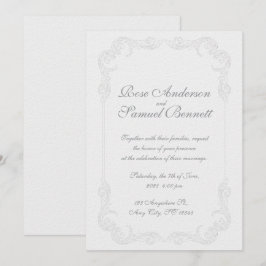 Schwarz-weiße Hochzeitseinladung Barockrahmen Einladung