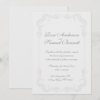 Schwarz-weiße Hochzeitseinladung Barockrahmen Einladung