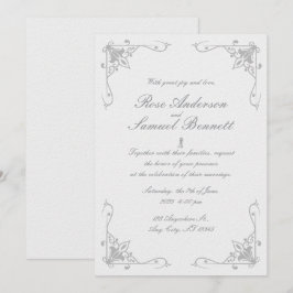 Schwarz-weiße Hochzeitseinladung Barockrahmen Einladung