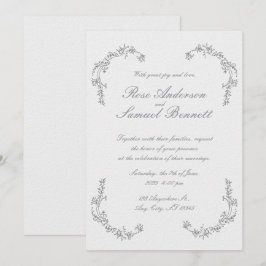 Schwarz-weiße Hochzeitseinladung Barockrahmen Einladung