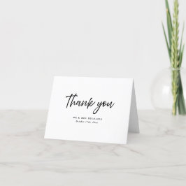 Schwarz-weiße Hochzeitshandschrift Minimalistisch Dankeskarte