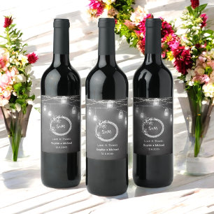 Schwarz-weiße Hochzeitskhalkboard Mason Jar Weinetikett