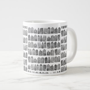 Schwarz-weiße Holländische Häuser Amsterdam Mus Jumbo-Tasse