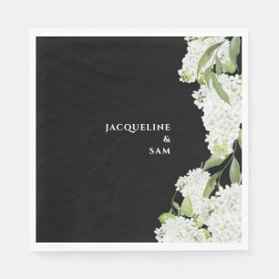 Schwarz-weiße Hortensien-Hochzeit Serviette