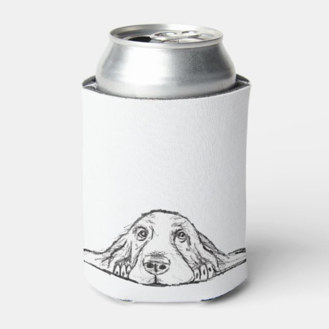 Schwarz-weiße Hundeaugen Dosenkühler (Kanne Vorderseite)