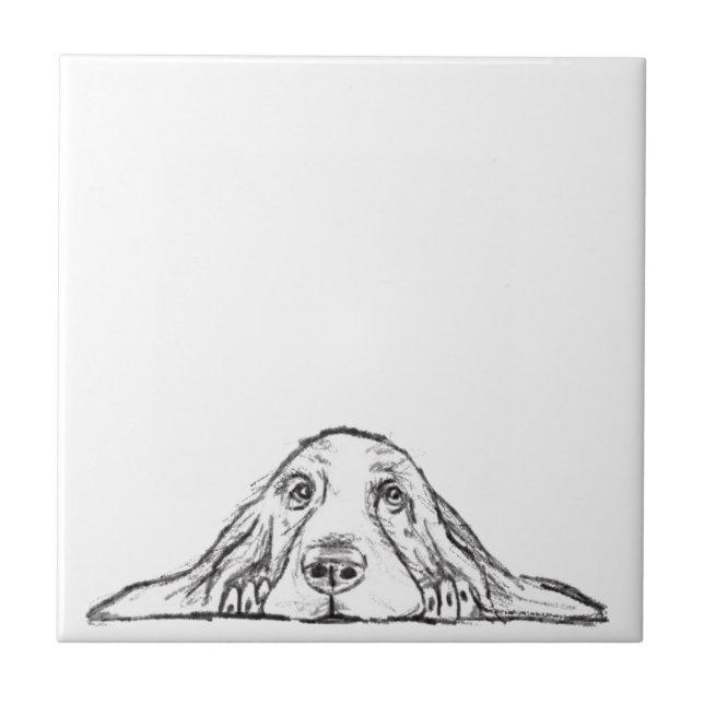 Schwarz-weiße Hundeaugen Fliese (Vorderseite)