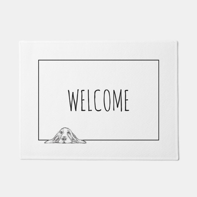 Schwarz-weiße Hundeaugen Fußmatte (Vorderseite)