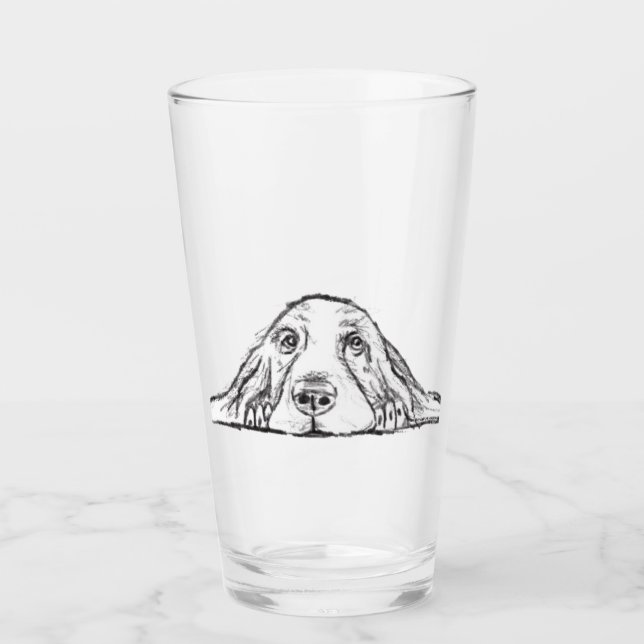 Schwarz-weiße Hundeaugen Glas (Vorderseite)