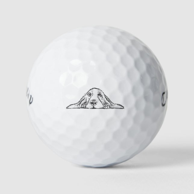 Schwarz-weiße Hundeaugen Golfball (Vorderseite)