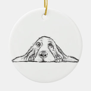 Schwarz-weiße Hundeaugen Keramik Ornament