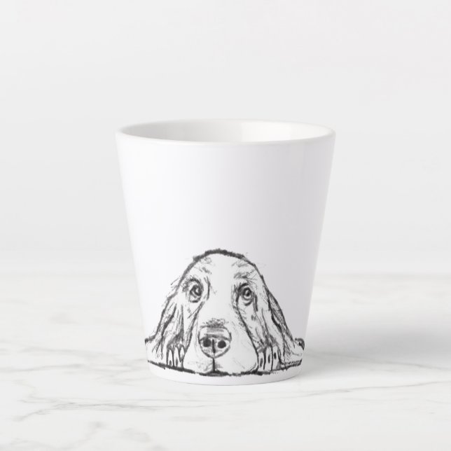 Schwarz-weiße Hundeaugen Milchtasse (Vorderseite)