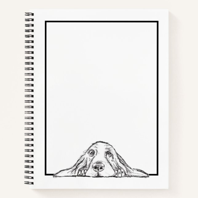 Schwarz-weiße Hundeaugen Notizbuch (Vorderseite)