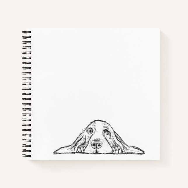 Schwarz-weiße Hundeaugen Notizbuch (Vorderseite)