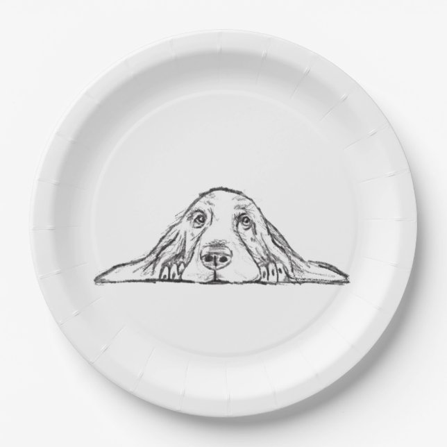 Schwarz-weiße Hundeaugen Pappteller (Vorderseite)