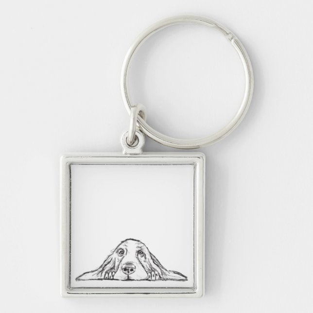 Schwarz-weiße Hundeaugen Schlüsselanhänger (Vorne)