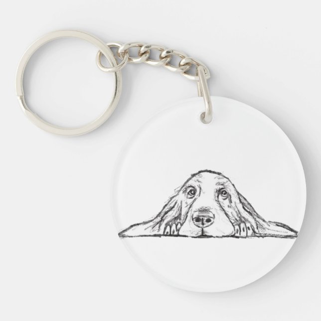 Schwarz-weiße Hundeaugen Schlüsselanhänger (Vorderseite)