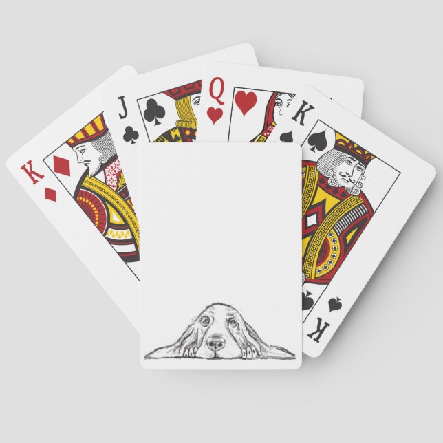 Schwarz-weiße Hundeaugen Spielkarten (Rückseite)