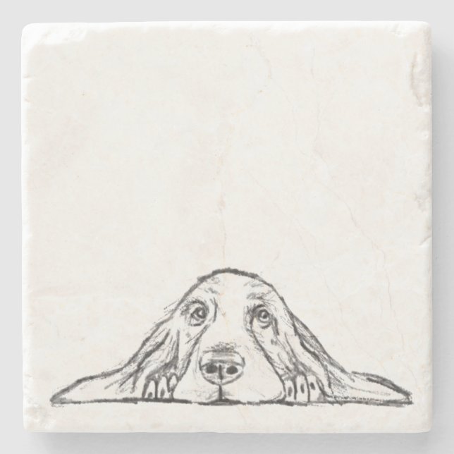Schwarz-weiße Hundeaugen Steinuntersetzer (Vorderseite)