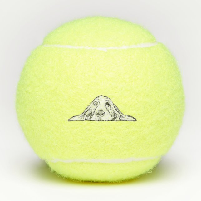 Schwarz-weiße Hundeaugen Tennisbälle (Vorderseite)