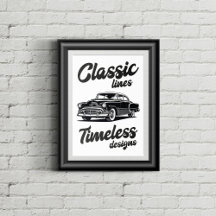 Schwarz-weiße Illustration eines klassischen Autos