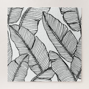 Schwarz-weiße Illustration von Banana Leaf