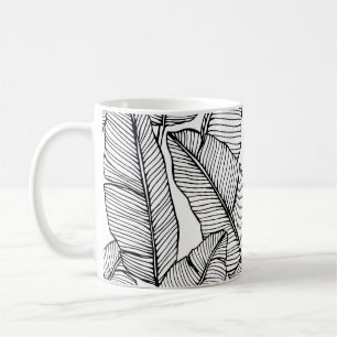 Schwarz-weiße Illustration von Banana Leaf Kaffeetasse