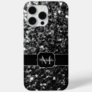 Schwarz-weiße Imitate Glitzer Glitzern Monogram Case-Mate iPhone Hülle