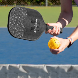 Schwarz-weiße Imitate Glitzern aus rustikalem Holz Pickleball Schläger