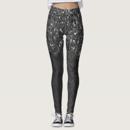 Schwarz-weiße Imitate Glitzern rustikales Holz Leggings