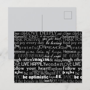 Schwarz-weiße Inspirationsworte Weihnachten Postkarte