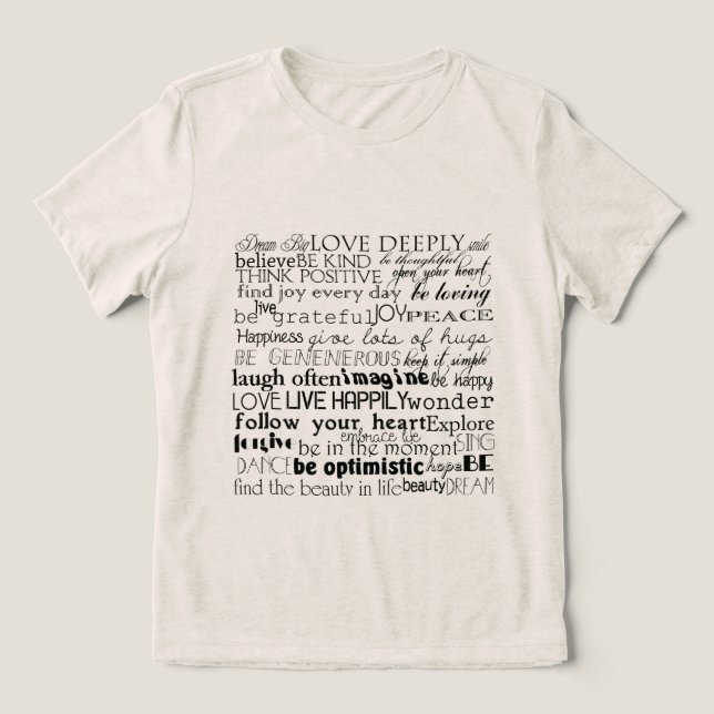 Schwarz-weiße Inspirationsworte Weihnachten Tri-Blend Shirt (Design Vorderseite)