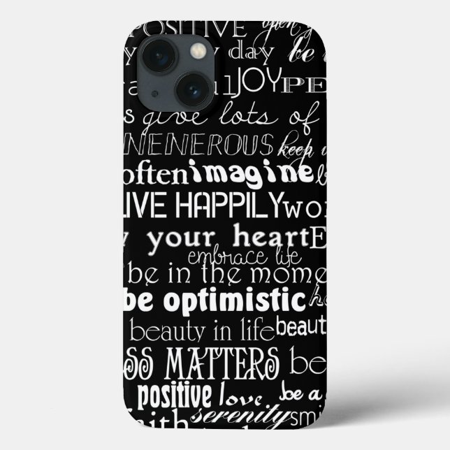 Schwarz-weiße Inspirationswörter Case-Mate iPhone Hülle (Rückseite)