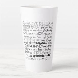 Schwarz-weiße Inspirationswörter Milchtasse