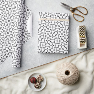 Schwarz-weiße islamische geometrische Hochzeit Geschenkpapier