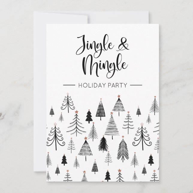 Schwarz-weiße Jingle und Mingle-Holiday Party Einladung (Vorderseite)